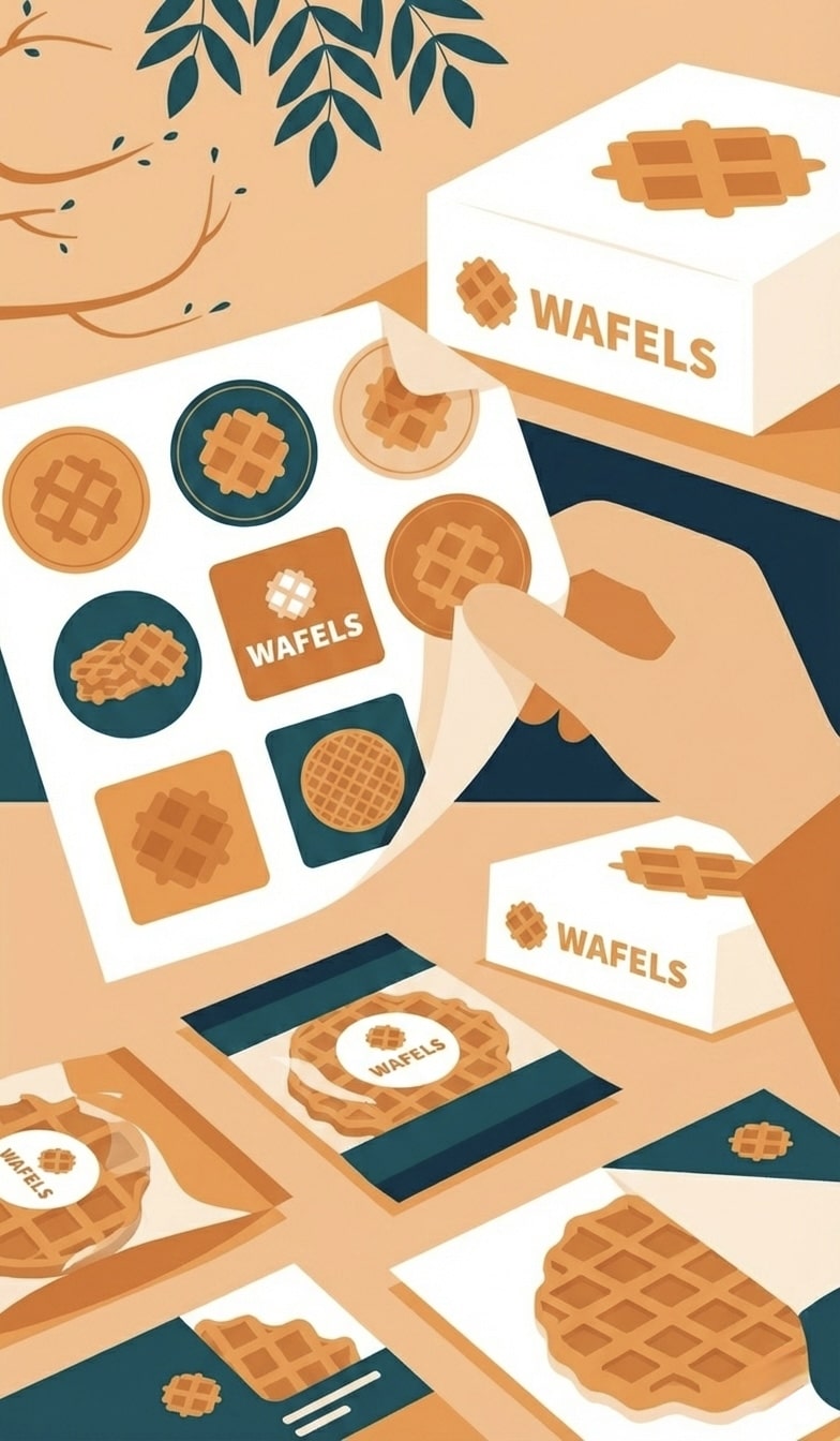 Vel met gepersonaliseerde stickers om de Bani wafeldozen te voorzien van het logo van uw eigen vereniging, club of school.