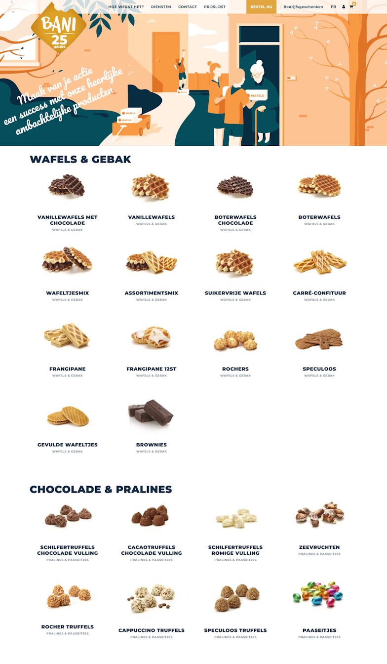 Professionele productfoto's van heerlijke Bani wafels en verpakkingen voor de online en offline promotie van uw wafelverkoop.