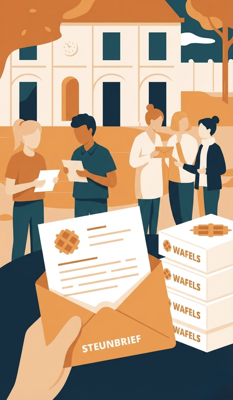 Voorbeeld van een gepersonaliseerde steunbrief om de buurt, familie en sympathisanten warm te maken voor uw wafelverkoop.